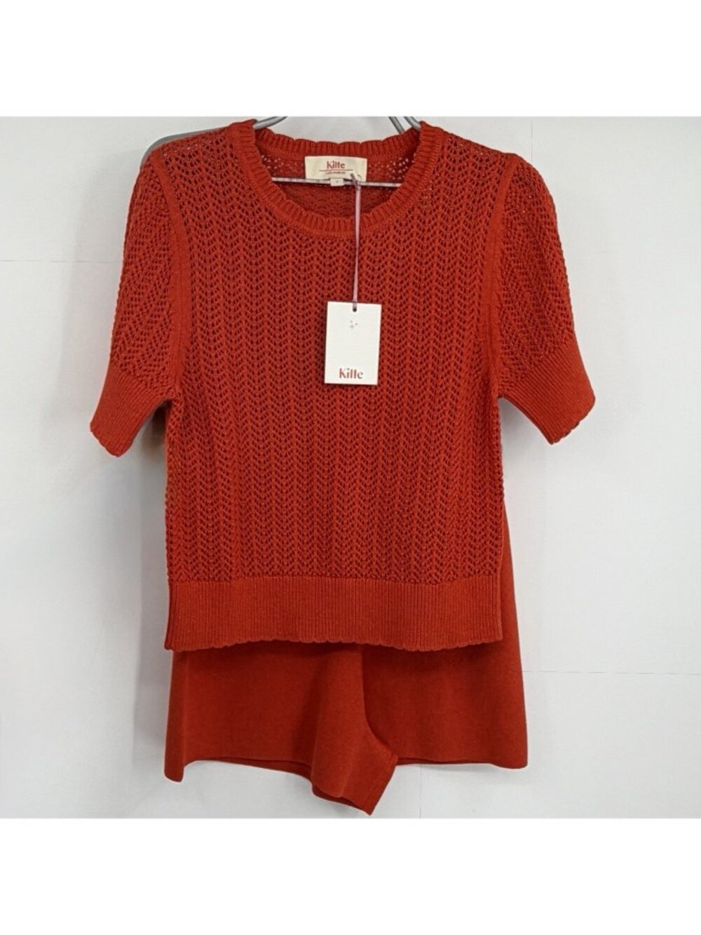 Kilte Collection Matching Set Nicci Crochet Tee & Alex Shorts Cherry Red 2/M